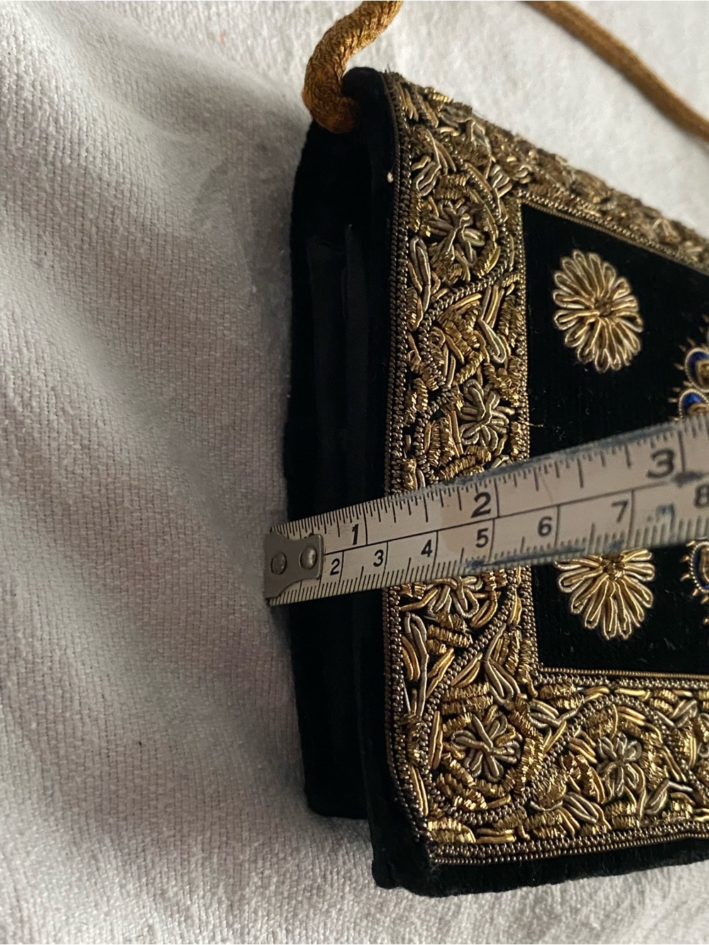 Embroidered Peacock Black Evening Clutch with Gold Accents Clutch Flawless Rare - Picture 15 of 15